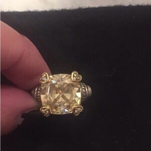 Judith Ripka Two canary ring 18kt gold with diamonds